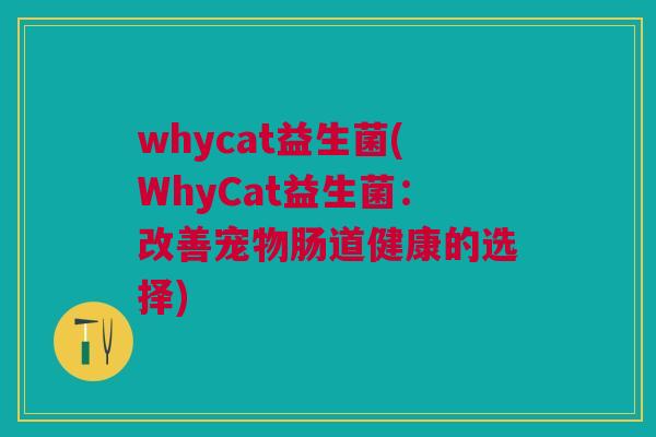 whycat益生菌(WhyCat益生菌：改善宠物肠道健康的选择)