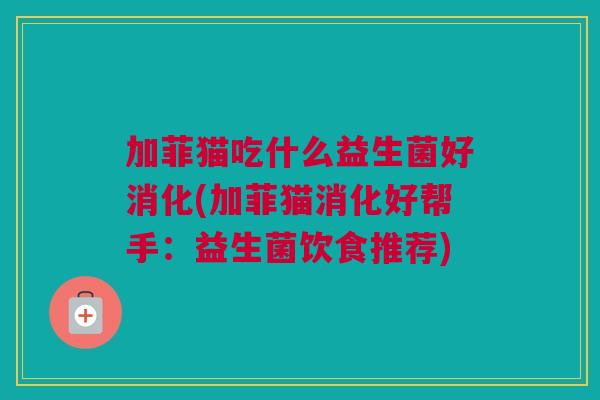 加菲猫吃什么益生菌好消化(加菲猫消化好帮手：益生菌饮食推荐)