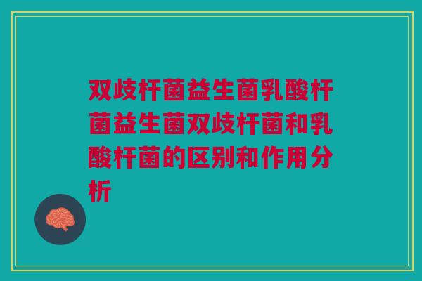双歧杆菌益生菌乳酸杆菌益生菌双歧杆菌和乳酸杆菌的区别和作用分析