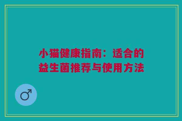 小猫健康指南：适合的益生菌推荐与使用方法