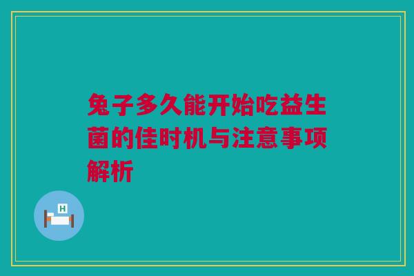 兔子多久能开始吃益生菌的佳时机与注意事项解析