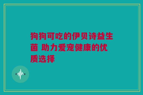 狗狗可吃的伊贝诗益生菌 助力爱宠健康的优质选择