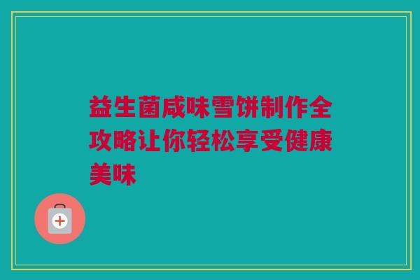 益生菌咸味雪饼制作全攻略让你轻松享受健康美味
