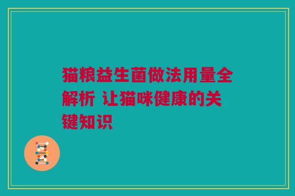 猫粮益生菌做法用量全解析 让猫咪健康的关键知识