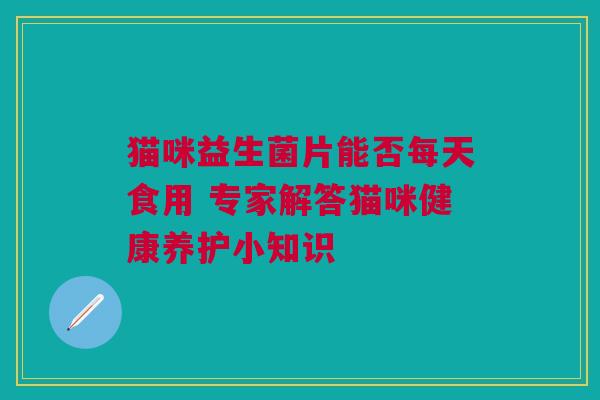 猫咪益生菌片能否每天食用 专家解答猫咪健康养护小知识