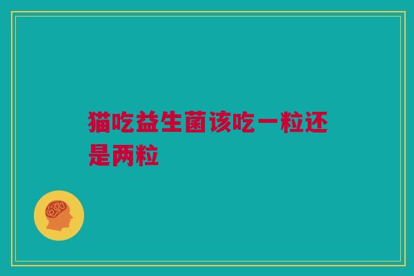 猫吃益生菌该吃一粒还是两粒