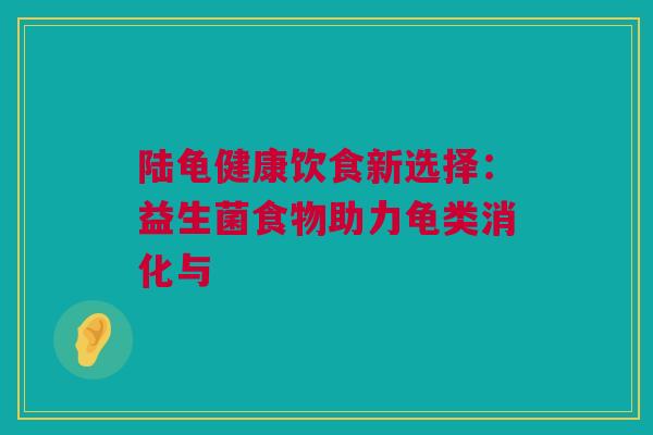 陆龟健康饮食新选择：益生菌食物助力龟类消化与