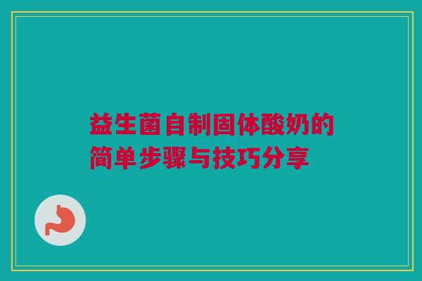 益生菌自制固体酸奶的简单步骤与技巧分享