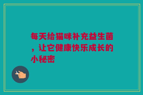 每天给猫咪补充益生菌，让它健康快乐成长的小秘密