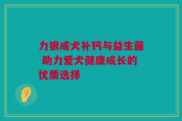 力狼成犬补钙与益生菌 助力爱犬健康成长的优质选择