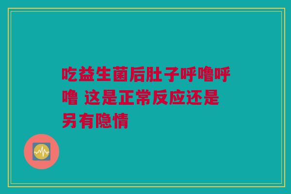 吃益生菌后肚子呼噜呼噜 这是正常反应还是另有隐情