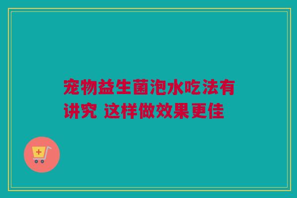宠物益生菌泡水吃法有讲究 这样做效果更佳