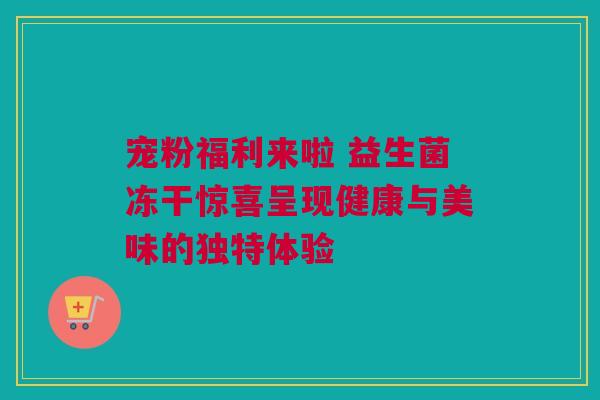 宠粉福利来啦 益生菌冻干惊喜呈现健康与美味的独特体验