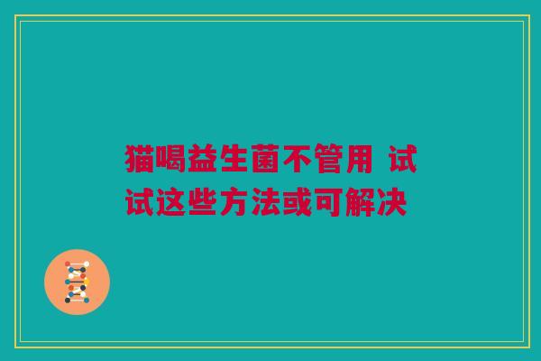 猫喝益生菌不管用 试试这些方法或可解决