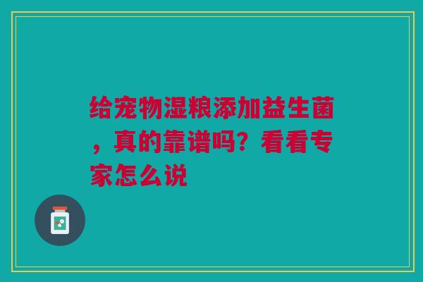 给宠物湿粮添加益生菌，真的靠谱吗？看看专家怎么说